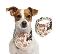 Dachshund Floral Vintage Flowers,Dog Bandanas Cotton Pet Scarf Adjustable Bibs for Pet,L