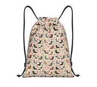 Dachshund Floral Vintage Flowers Doxie Doxie Dachshunds Cute Drawstring Bag String Bag Lightweight Gym Backpack for Men Women