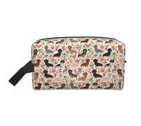 Dachshund Floral Vintage Flowers Doxie Doxie Dachshunds CuteLarge Capacity Cosmetic Organizer，Travel Makeup Bag for Women