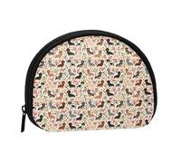Dachshund Floral Vintage Flowers Doxie Doxie Dachshunds CuteSmall Makeup Sanitary Napkin Storage Bag,Women's Cosmetic Coin Purse