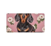 Dachshund Florals Gaming Mouse Mat Large Desk Pad 24 X 12 Inches Non-Slip Rubber Extended Computer Mat Desktop Protector Pad with Stitched Edge for Office Home Keyboard