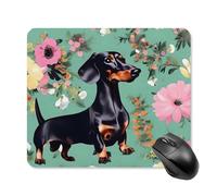 Dachshund Florals Mouse Pad Square Laptop Mouse Mat Cute Computer Mousepad Keyboard Pad Non-Slip Desk Pads for Gaming Office Work Home 25 * 30cm