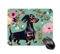 Dachshund Florals Mouse Pad Square Laptop Mouse Mat Cute Computer Mousepad Keyboard Pad Non-Slip Desk Pads for Gaming Office Work Home 20 * 25cm