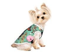 Dachshund Florals Print Dog Cat T-Shirt, Cute Breathable Tank Top For Small Puppy Kitten Indoor Outdoor Wear