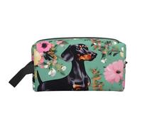 Dachshund Florals Print Travel Grooming Storage Bag, Reusable Makeup Storage Organizer, Bathroom Supplies