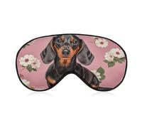 Dachshund Florals Sleep Mask Comfort Travel Eye Masks with Adjustable Elastic Strap Soft Funny Block Light Sleep Eye Cover for Side Sleeper for Nap Men Women Gift