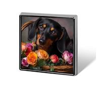 Dachshund Flower Square Badge Cute Heart Brooch Pins Button Badges for Backpack Jackets Hats Decor