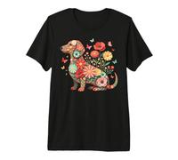 Dachshund Flowers Doxie Weiner Dog Premium T-Shirt