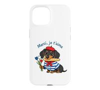 Dachshund French Dog Merci Je T'aime Paris Case for iPhone 15