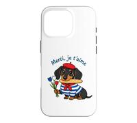 Dachshund French Dog Merci Je T'aime Paris Case for iPhone 16 Pro