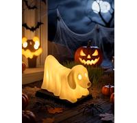 Dachshund Ghost Halloween Lamp, Halloween Glowing Ghost Dog Figurines, Plug-in Night Light with Build-in LEDs Desk Decoration, Dog Lovers Gift for Christmas Home Glow in The Dark Party Display