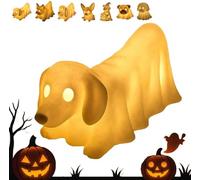 Dachshund Ghost Lamp, 2025 New Halloween Glowing Ghost Dogs, Bulldog Spooky Cute Night Light, Figurines Decorations Lamp,Home Decor Gift for Bedroom,Statues Nightlight for Dog Lovers in Dark (Style E)