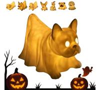 Dachshund Ghost Lamp, 2025 New Halloween Glowing Ghost Dogs, Bulldog Spooky Cute Night Light, Figurines Decorations Lamp,Home Decor Gift for Bedroom,Statues Nightlight for Dog Lovers in Dark (Style F)