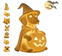Dachshund Ghost Lamp, Halloween Dachshund Pumpkin Lamp, French Bulldog Halloween Glowing Ghost Dog Figurines,LED Ghost Puppy Night Light Ornaments,Cute Halloween Decor Statues Nightlight (A)