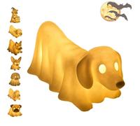 Dachshund Ghost Lamp, Halloween Dachshund Pumpkin Lamp, French Bulldog Halloween Glowing Ghost Dog Figurines,LED Ghost Puppy Night Light Ornaments,Cute Halloween Decor Statues Nightlight (B)