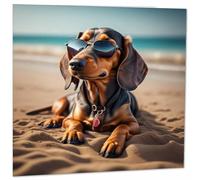 Dachshund Greeting Card - funny Sausage Dog Birthday Card 145mm x 145mm
