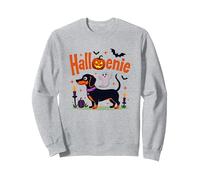 Dachshund Halloween Halloweenie Spooky Pup Party Sweatshirt, Adult Unisex, Heather Grey, XXL