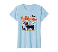 Dachshund Halloween Halloweenie Spooky Pup Party T-Shirt, Women, Baby Blue, XXL