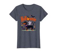 Dachshund Halloween Halloweenie Spooky Pup Party T-Shirt, Women, Heather Blue, XXL