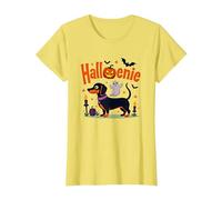 Dachshund Halloween Halloweenie Spooky Pup Party T-Shirt, Women, Lemon, XXL