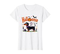 Dachshund Halloween Halloweenie Spooky Pup Party T-Shirt, Women, White, XXL
