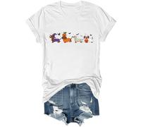 Dachshund Halloween T-Shirt Cute Ghost Dogs Halloween V-Neck Tshirt Halloween Pumpkin Dachshund Shirt White