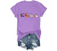 Dachshund Halloween T-Shirt Cute Ghost Dogs Halloween V-Neck Tshirt Halloween Pumpkin Dachshund Shirt Light Purple