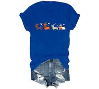 Dachshund Halloween T-Shirt Cute Ghost Dogs Halloween V-Neck Tshirt Halloween Pumpkin Dachshund Shirt Sapphire Blue