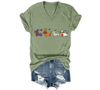 Dachshund Halloween T-Shirt Cute Ghost Dogs Halloween V-Neck Tshirt Halloween Pumpkin Dachshund Shirt