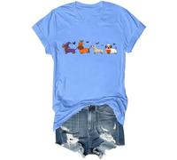 Dachshund Halloween T-Shirt Cute Ghost Dogs Halloween V-Neck Tshirt Halloween Pumpkin Dachshund Shirt Carolina Blue
