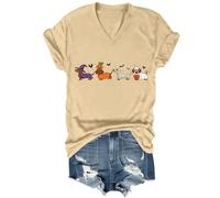Dachshund Halloween T-Shirt Cute Ghost Dogs Halloween V-Neck Tshirt Halloween Pumpkin Dachshund Shirt