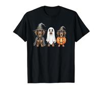 Dachshund Halloween Wiener Dog Pumpkin Weenie Witch T-Shirt, Men, Black, Medium