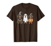 Dachshund Halloween Wiener Dog Pumpkin Weenie Witch T-Shirt, Men, Brown, Small