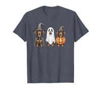 Dachshund Halloween Wiener Dog Pumpkin Weenie Witch T-Shirt, Men, Heather Blue, 4X-Large