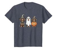 Dachshund Halloween Wiener Dog Pumpkin Weenie Witch T-Shirt, Youth, Heather Blue, X-Small