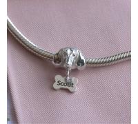 Dachshund Head Silver Charm Bead - Personalised