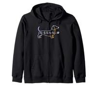 Dachshund Heartbeat with Paw Print Dog Zip Hoodie