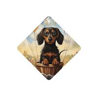 dachshund hot air balloon Car Air Fresheners Cards 4 Pcs Long Lasting Car Fresheners Gifts for Men Women Auto Aromatherapy Tablets Hanging Scented Card Rearview Mirror Pendant - Lavender Scent