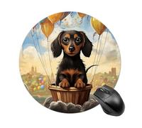 Dachshund Hot Air Balloon Gaming Mouse Pad Funny Mousepad with Non-Slip Rubber Base Cute Mouse Pads for Desk for Women Small Portable Mouse Mat for Laptop Mini Computer Mousepads 7.8x7.8 Inches