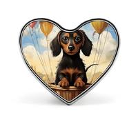 dachshund hot air balloon Green Snake Lapel Pin - Heart Shape Brooch Pins for Men & Women Suit Accessories, 1" Lightweight Enamel Lapel Pins Buttons for Backpacks, Hats, Bags, Lanyards