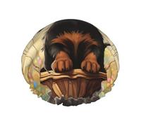 dachshund hot air balloon Shower Cap for Women Reusable Waterproof Shower Bonnet Washable Elastic Band Bath Hair Hat Double Layered Bath Cap Extra Large for Long Hair