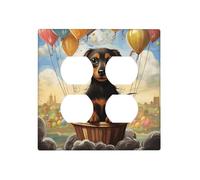 dachshund hot air balloon Wall Plates Decorative Light Switch Cover 2 Gang Outlet Covers Electrical Switchplate Thermoplastic Faceplate Cover for Decorator Device, Screws Included