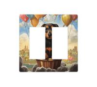 dachshund hot air balloon Wall Plates Decorative Light Switch Cover 2 Gang Outlet Covers Electrical Switchplate Thermoplastic Faceplate Cover for Decorator Device, Screws Included