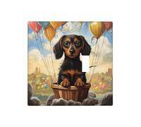 dachshund hot air balloon Wall Plates Decorative Light Switch Cover 2 Gang Outlet Covers Electrical Switchplate Thermoplastic Faceplate Cover for Decorator Device, Screws Included