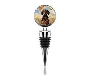 Dachshund Hot Air Balloon Wine Stopper Zinc Alloy Beverage Bottle Stopper Reusable Leak Proof Wine Cork Cute Champagne Saver Decorative Bottle Sealer Plug Gift for Men Women