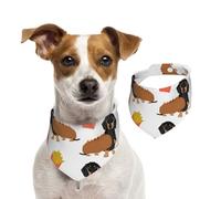 Dachshund Hot Dog And Fries Cute Funny Food,Dog Bandanas Cotton Pet Scarf Adjustable Bibs for Pet,M