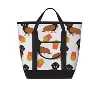Dachshund Hot Dog And Fries Cute Funny Food,Lunch Bags Large Capacity Insulated Tote Bag For Women Men Work Picnic Travel