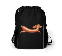 Dachshund Hot Dog Gym Drawstring Bag with Shoe Compartment