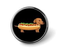 Dachshund Hot Dog Round Pin Brooch Enamel Lapel Badges Jewelry Decor for Backpack Hats
