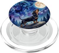 Dachshund Howling at the Moon Night Sky Dog Art PopSockets PopGrip for MagSafe